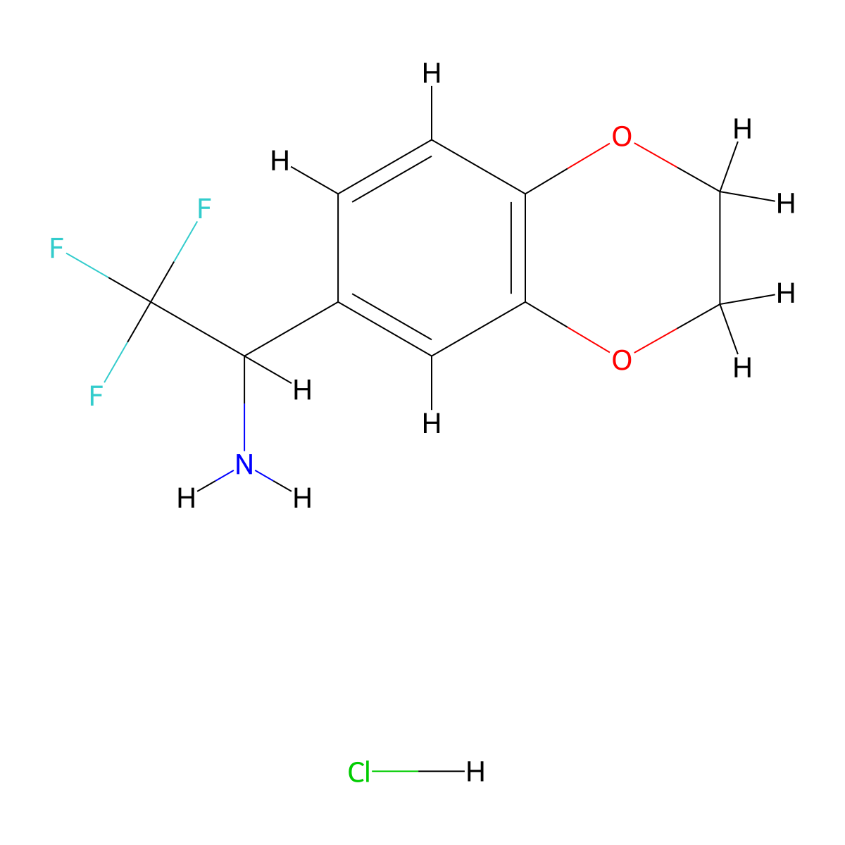 1-(2,3-Dihydro-1,4-benzodioxin-6-yl)-2,2,2-trifluoroethan-1-amine hydrochloride molecular structure, CAS 2751611-62-6