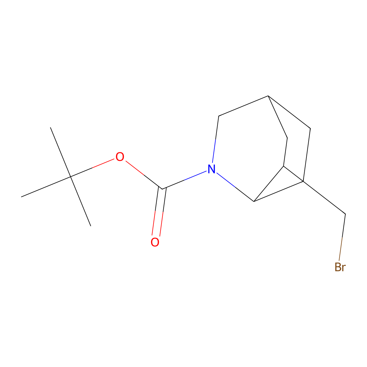 Tert-butyl 6-(bromomethyl)-2-azabicyclo[2.2.2]octane-2-carboxylate molecular structure, CAS 2751611-63-7