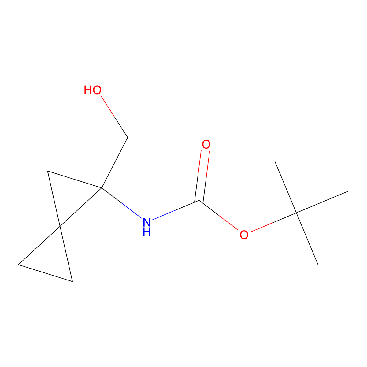 tert-butylN-[1-(hydroxymethyl)spiro[2.2]pentan-1-yl]carbamate molecular structure, CAS 2751611-66-0