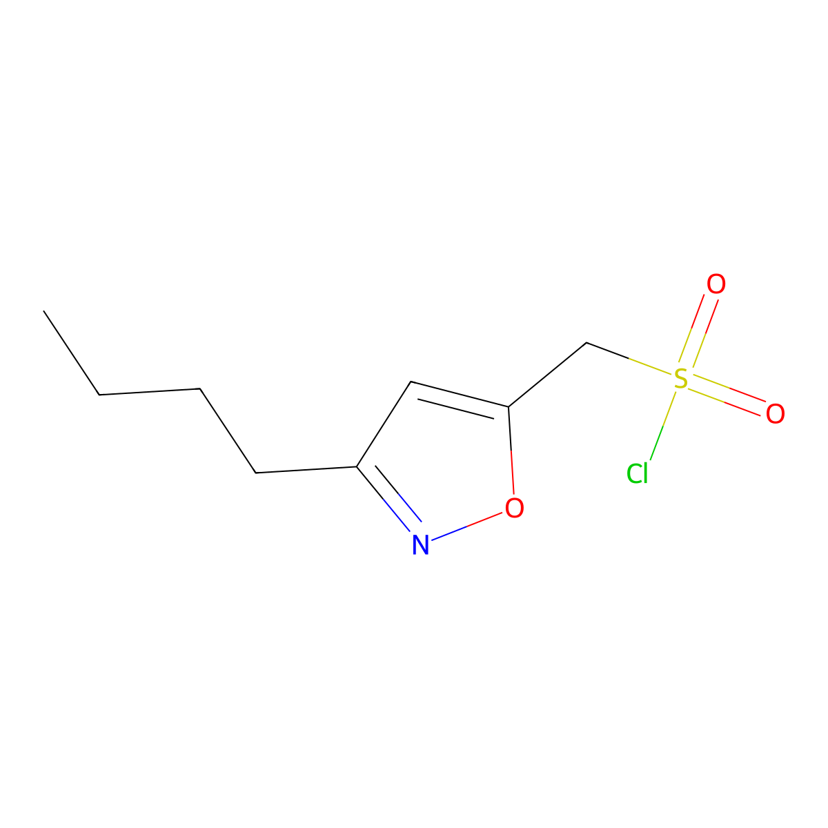 (3-Butyl-1,2-oxazol-5-yl)methanesulfonyl chloride molecular structure, CAS 2751611-75-1