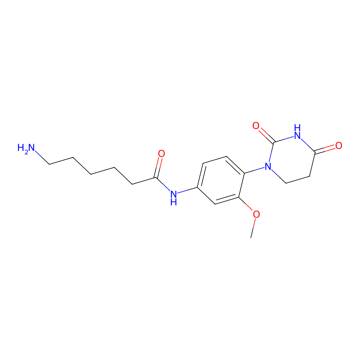 6-amino-N-[4-(2,4-dioxo-1,3-diazinan-1-yl)-3-methoxyphenyl]hexanamide molecular structure, CAS 2751611-76-2