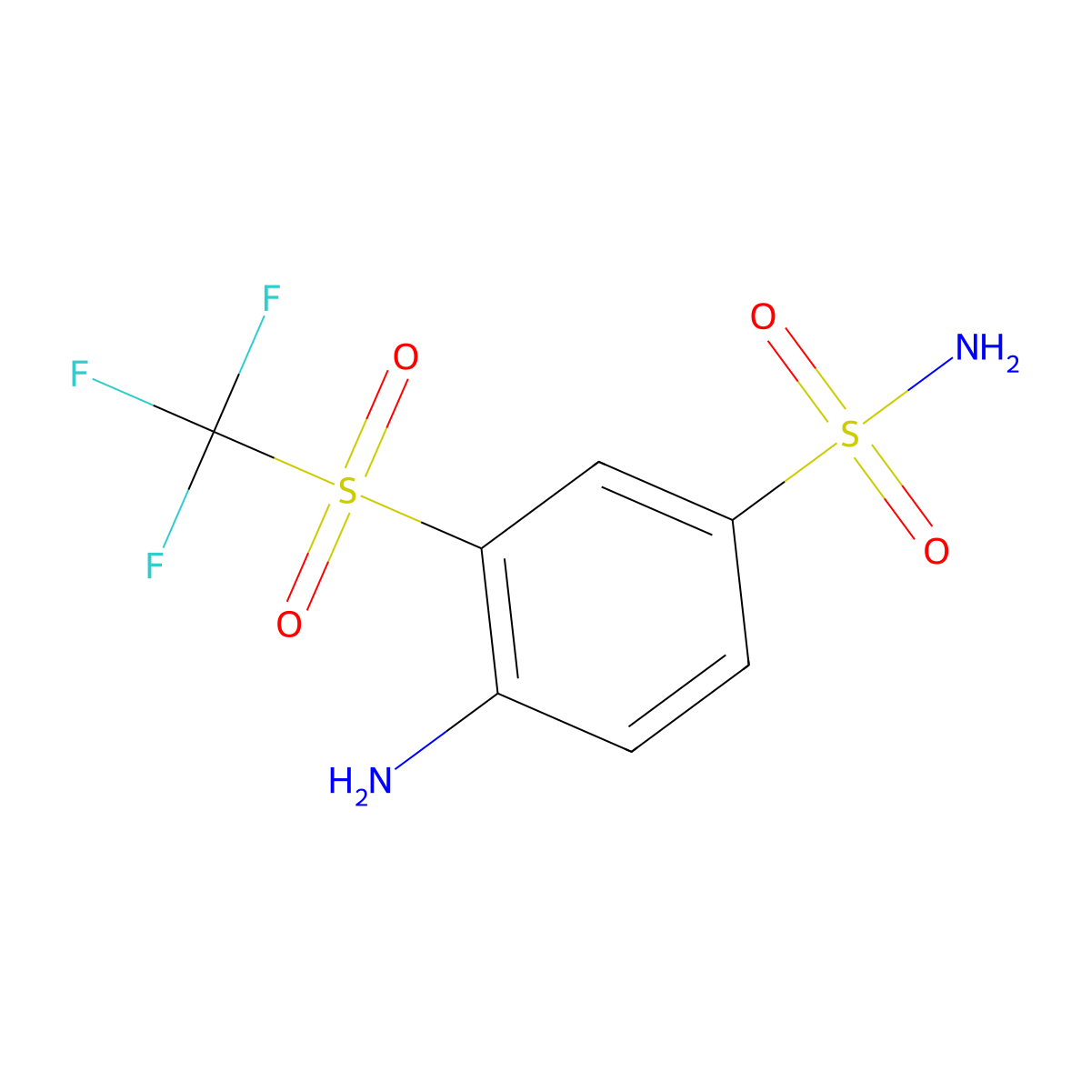 4-Amino-3-trifluoromethanesulfonylbenzene-1-sulfonamide molecular structure, CAS 2751611-79-5