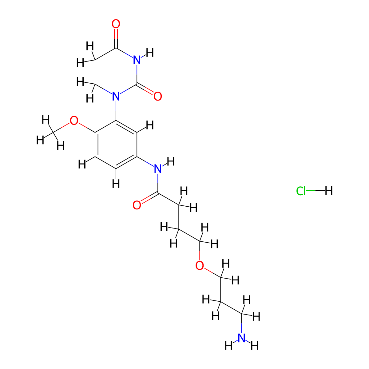 4-(3-aminopropoxy)-N-[3-(2,4-dioxo-1,3-diazinan-1-yl)-4-methoxyphenyl]butanamide hydrochloride molecular structure, CAS 2751611-85-3