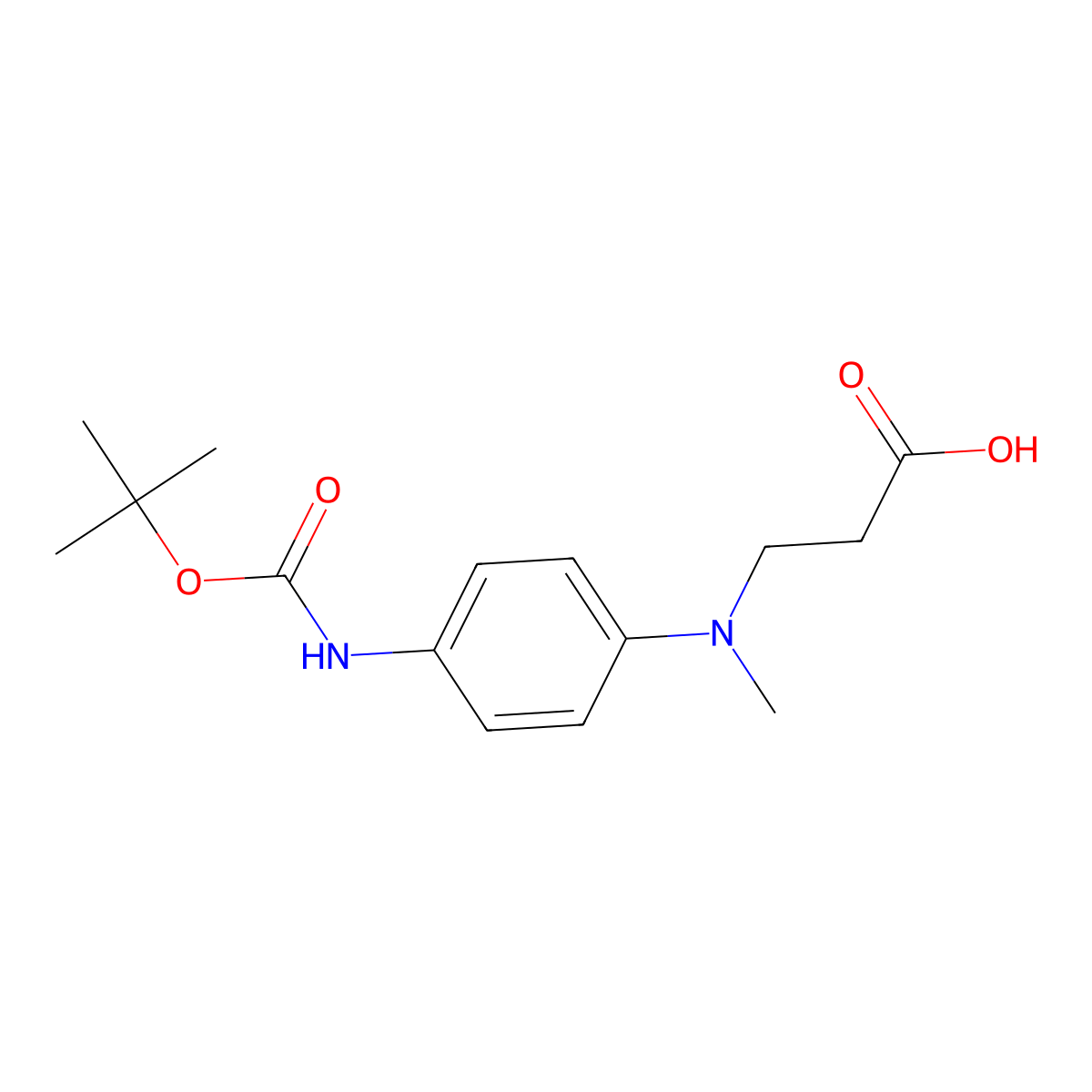 3-[(4-{[(Tert-butoxy)carbonyl]amino}phenyl)(methyl)amino]propanoicacid molecular structure, CAS 2751614-32-9