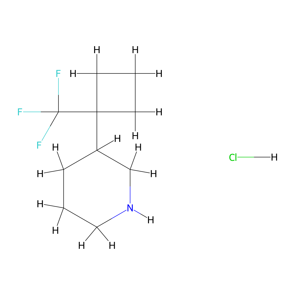 3-[1-(Trifluoromethyl)cyclobutyl]piperidinehydrochloride molecular structure, CAS 2751614-36-3