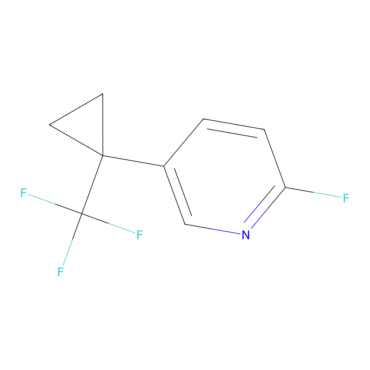 2-Fluoro-5-[1-(trifluoromethyl)cyclopropyl]pyridine molecular structure, CAS 2751614-42-1
