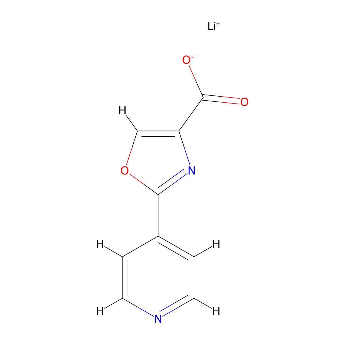 Lithium(1+)2-(pyridin-4-yl)-1,3-oxazole-4-carboxylate molecular structure, CAS 2751614-45-4