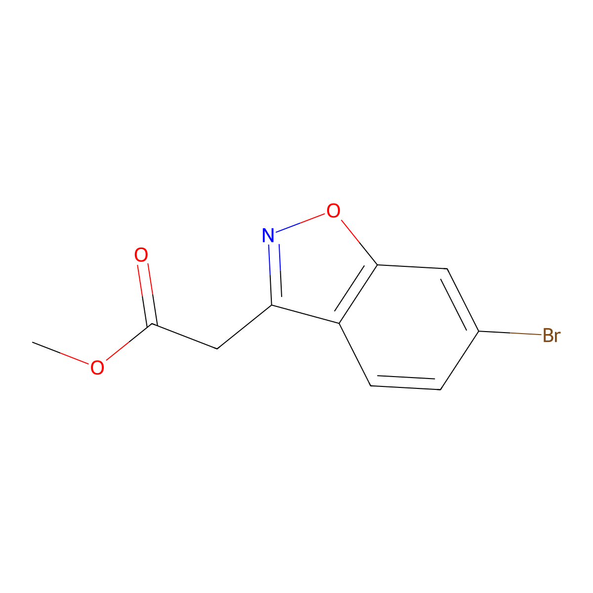 Methyl 2-(6-bromo-1,2-benzoxazol-3-yl)acetate molecular structure, CAS 2751614-46-5