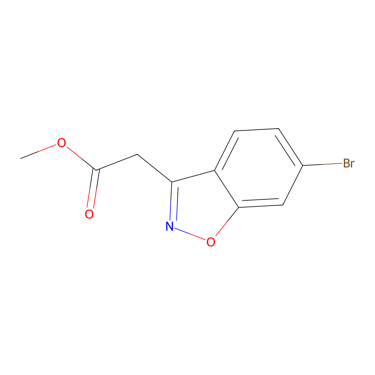 Methyl 2-(6-bromo-1,2-benzoxazol-3-yl)acetate molecular structure, CAS 2751614-46-5