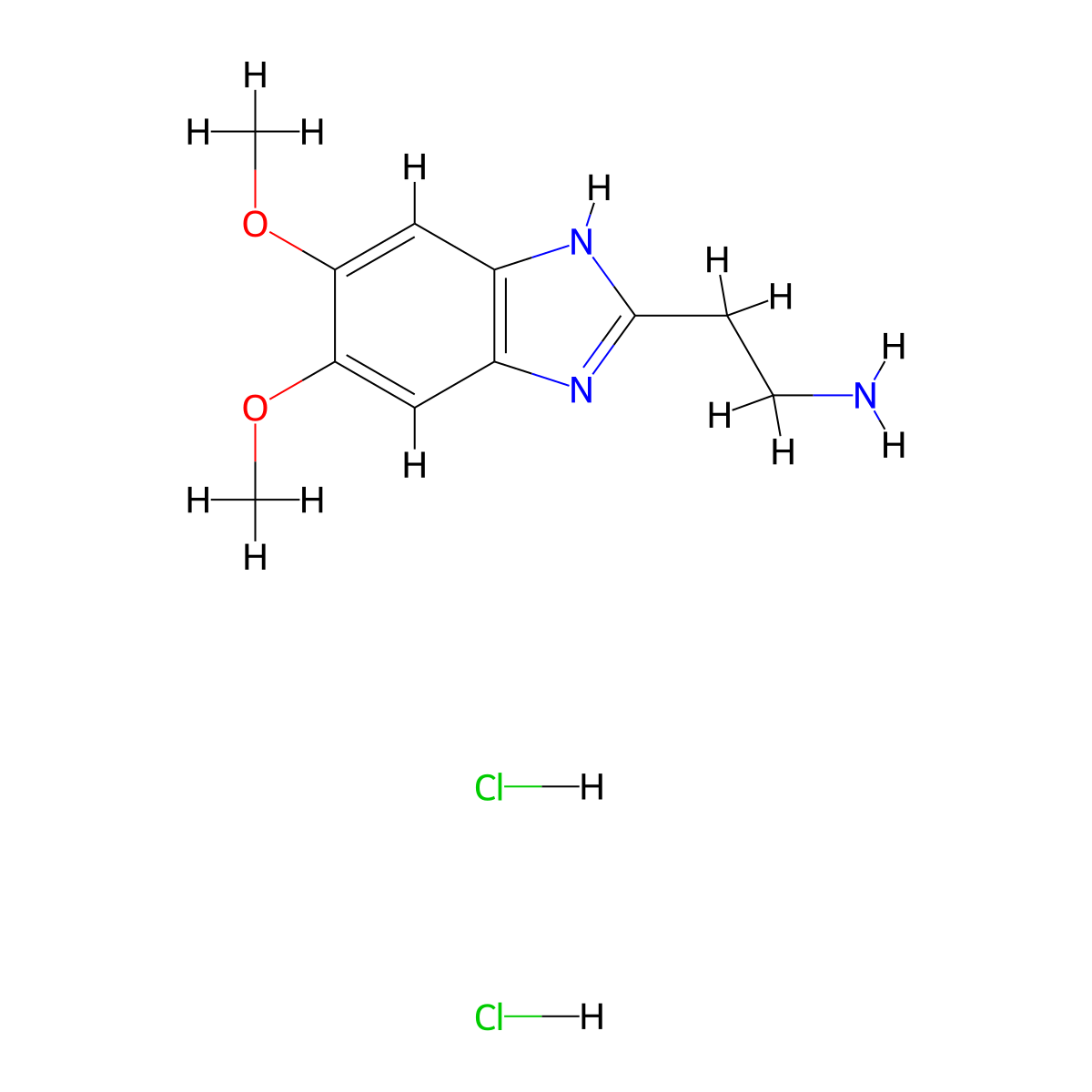 2-(5,6-dimethoxy-1H-1,3-benzodiazol-2-yl)ethan-1-amine dihydrochloride molecular structure, CAS 2751614-47-6