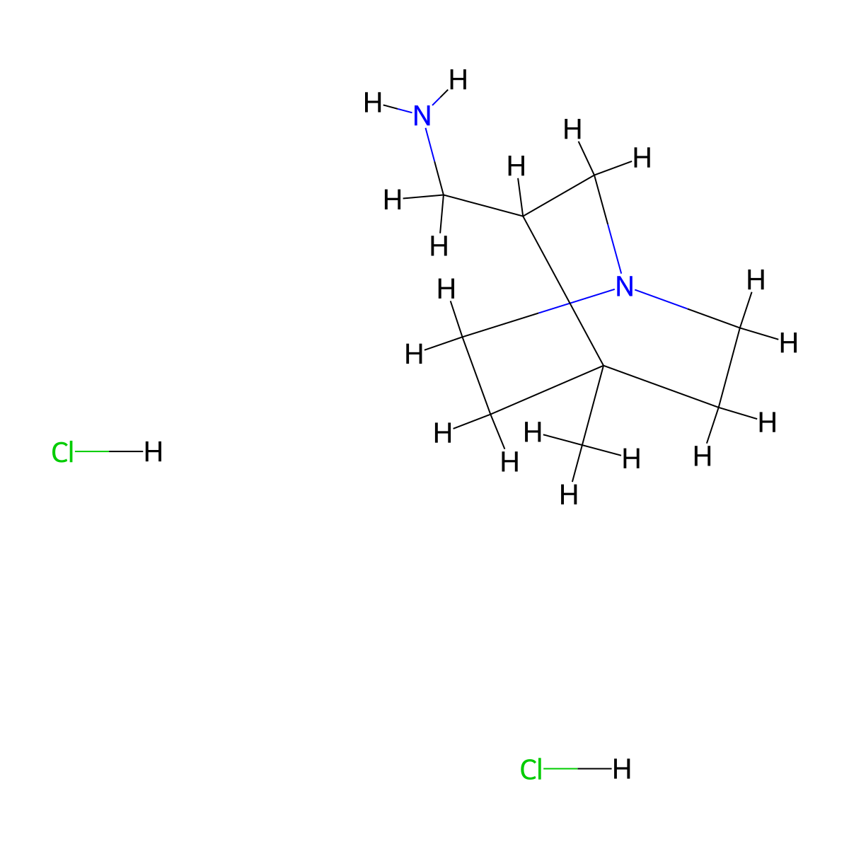1-{4-Methyl-1-azabicyclo[2.2.2]octan-3-yl}methanamine dihydrochloride molecular structure, CAS 2751614-50-1