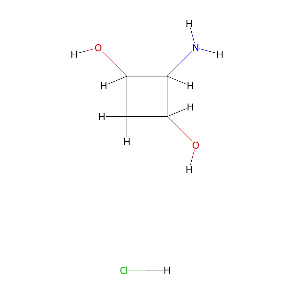 2-Aminocyclobutane-1,3-diol hydrochloride molecular structure, CAS 2751614-52-3