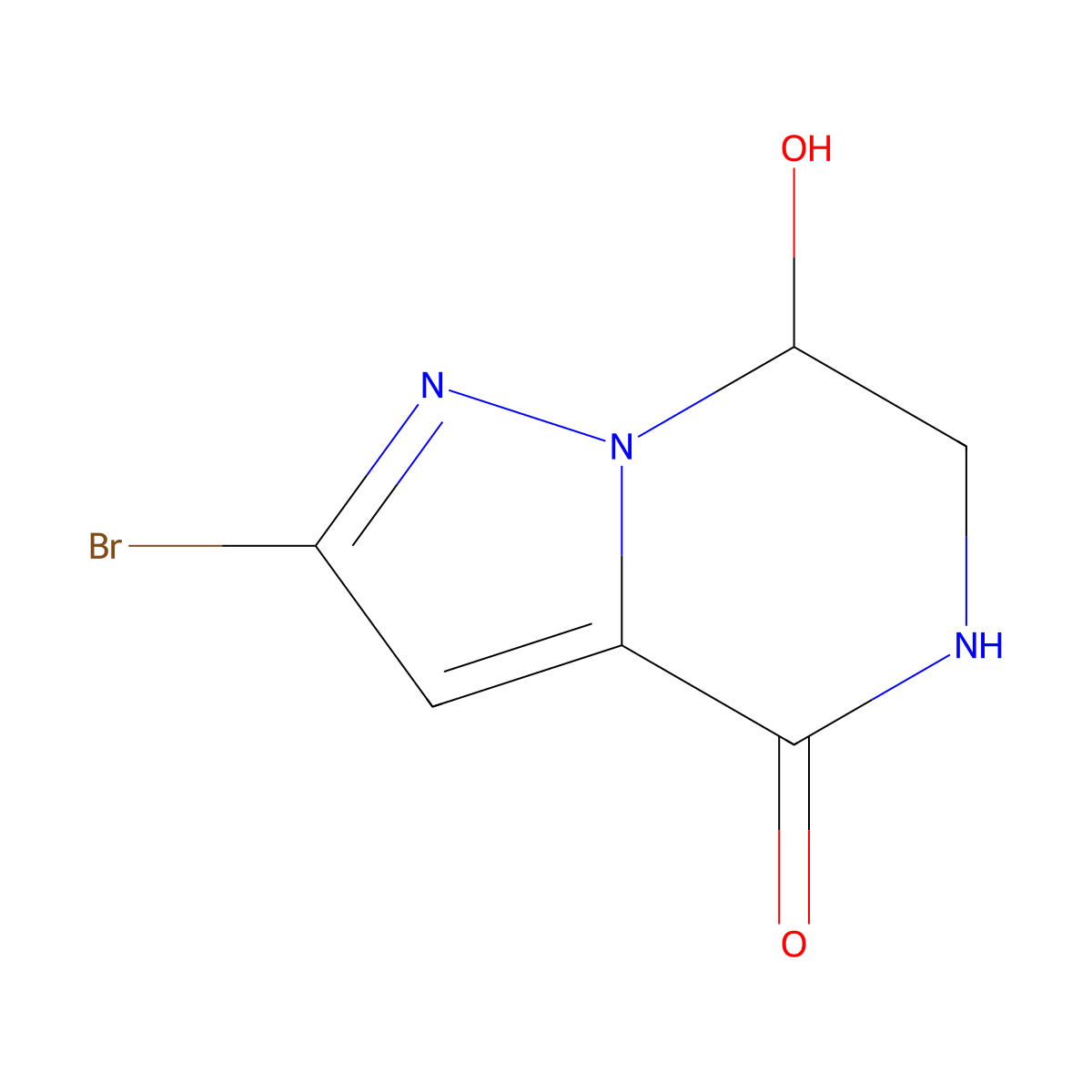2-bromo-7-hydroxy-4H,5H,6H,7H-pyrazolo[1,5-a]pyrazin-4-one molecular structure, CAS 2751614-53-4