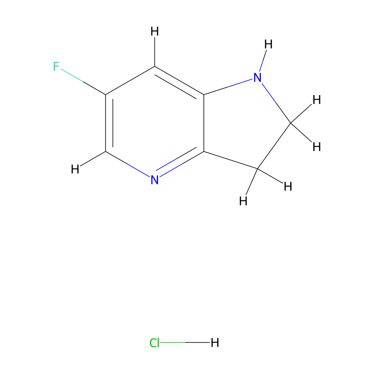6-fluoro-1H,2H,3H-pyrrolo[3,2-b]pyridine hydrochloride molecular structure, CAS 2751614-57-8