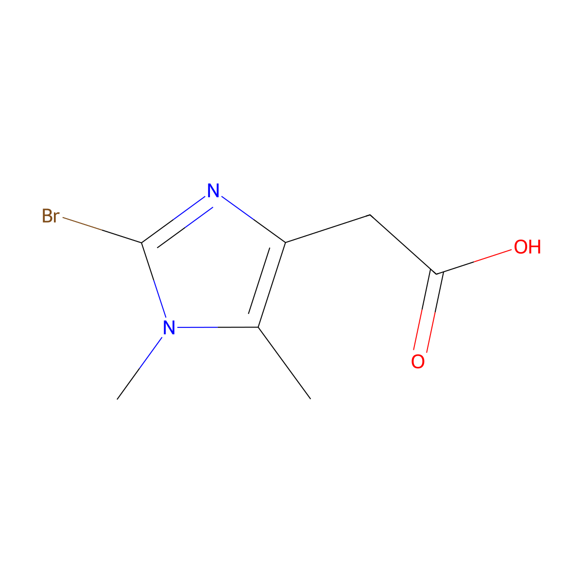 2-(2-bromo-1,5-dimethyl-1H-imidazol-4-yl)acetic acid molecular structure, CAS 2751614-61-4