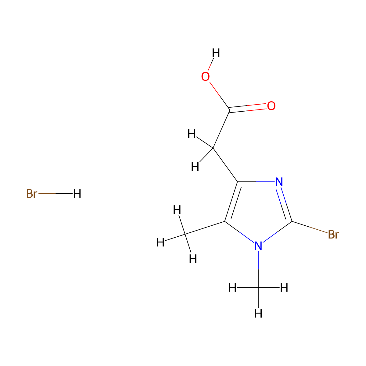 2-(2-bromo-1,5-dimethyl-1H-imidazol-4-yl)aceticacidhydrobromide molecular structure, CAS 2751614-62-5