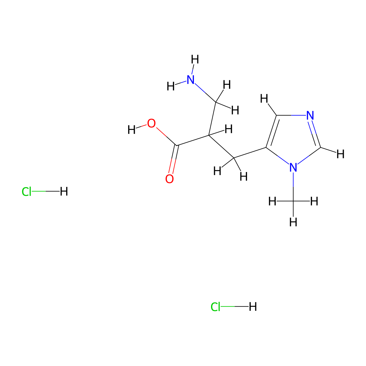 3-amino-2-[(1-methyl-1H-imidazol-5-yl)methyl]propanoic acid dihydrochloride molecular structure, CAS 2751614-63-6
