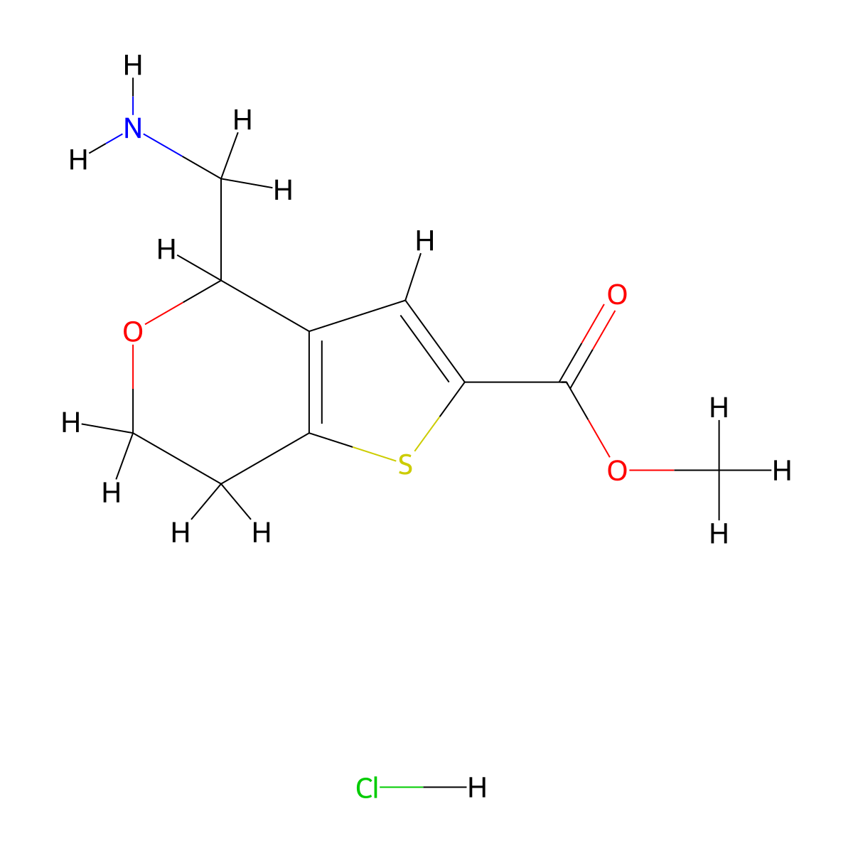 methyl4-(aminomethyl)-4H,6H,7H-thieno[3,2-c]pyran-2-carboxylatehydrochloride molecular structure, CAS 2751614-67-0