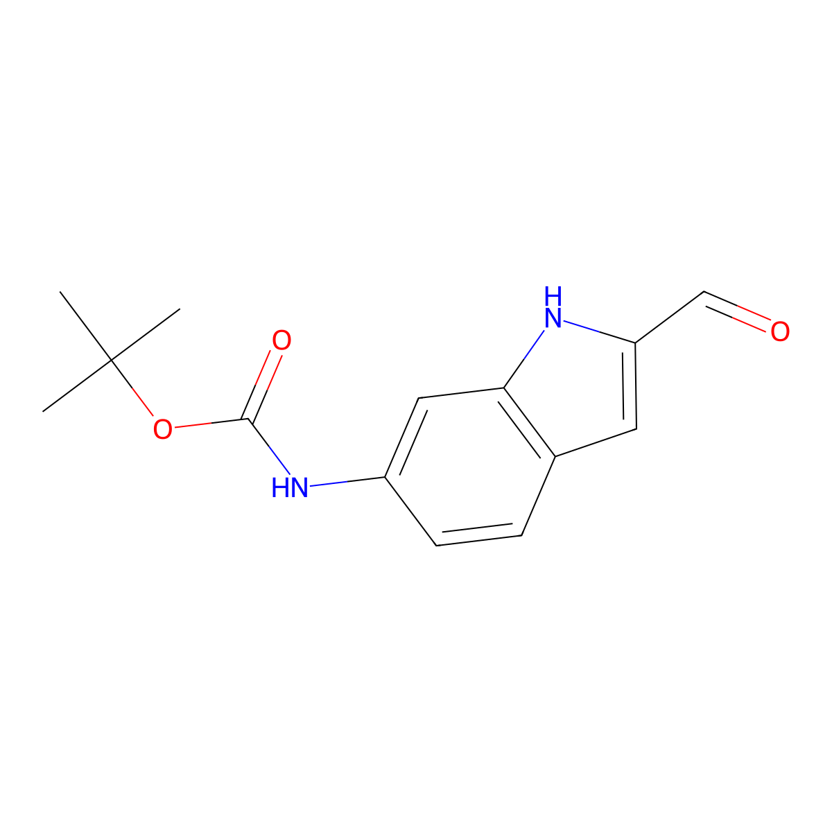 tert-butylN-(2-formyl-1H-indol-6-yl)carbamate molecular structure, CAS 2751614-68-1