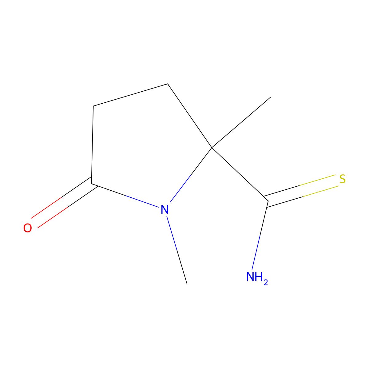 1,2-Dimethyl-5-oxopyrrolidine-2-carbothioamide molecular structure, CAS 2751614-82-9