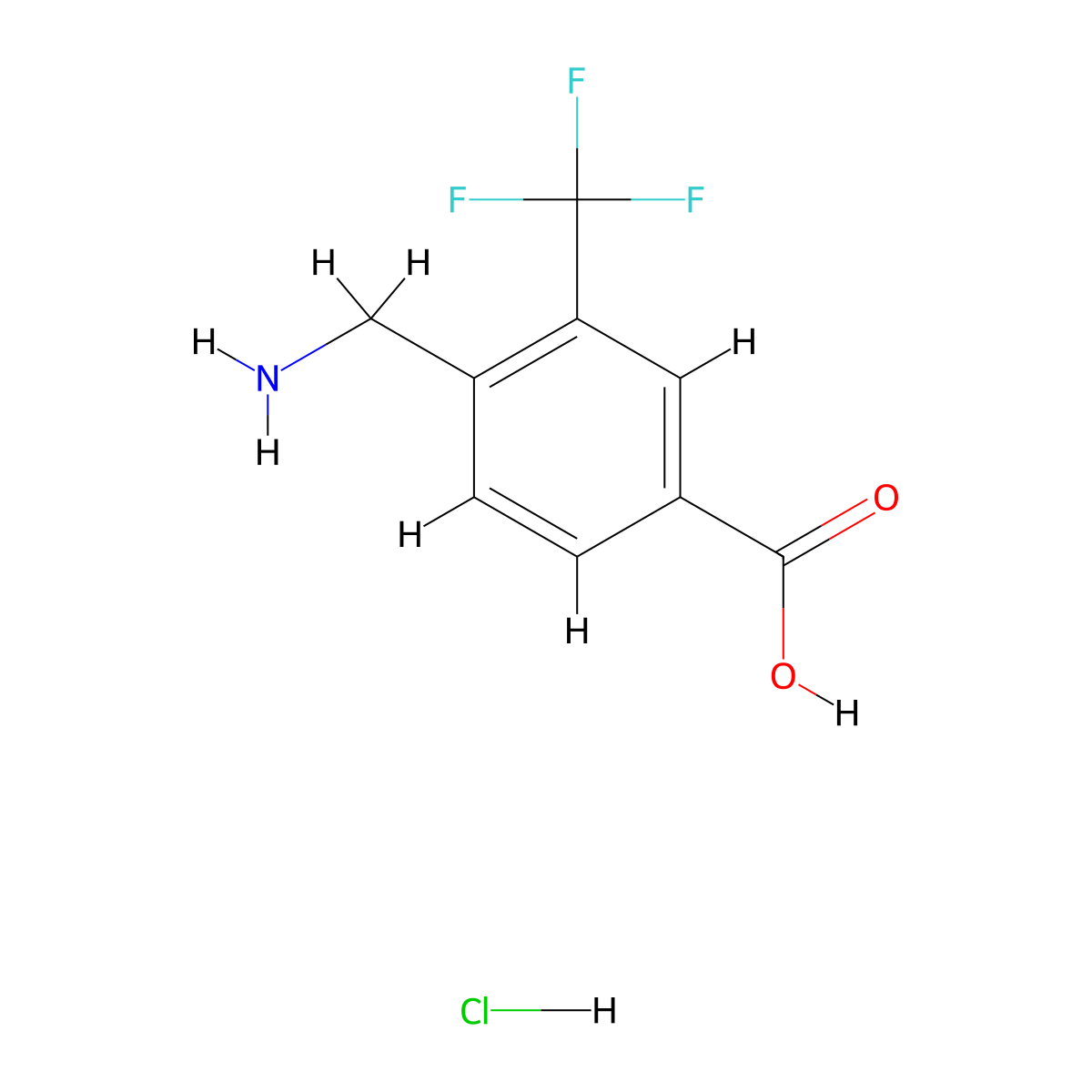 4-(Aminomethyl)-3-(trifluoromethyl)benzoic acid hydrochloride molecular structure, CAS 2751614-84-1
