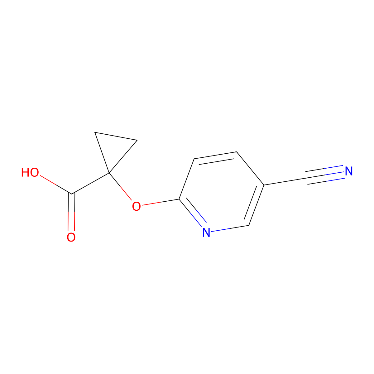 1-[(5-Cyanopyridin-2-yl)oxy]cyclopropane-1-carboxylic acid molecular structure, CAS 2751614-85-2