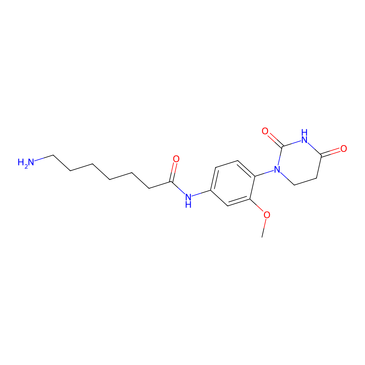 7-amino-N-[4-(2,4-dioxo-1,3-diazinan-1-yl)-3-methoxyphenyl]heptanamide molecular structure, CAS 2751614-87-4