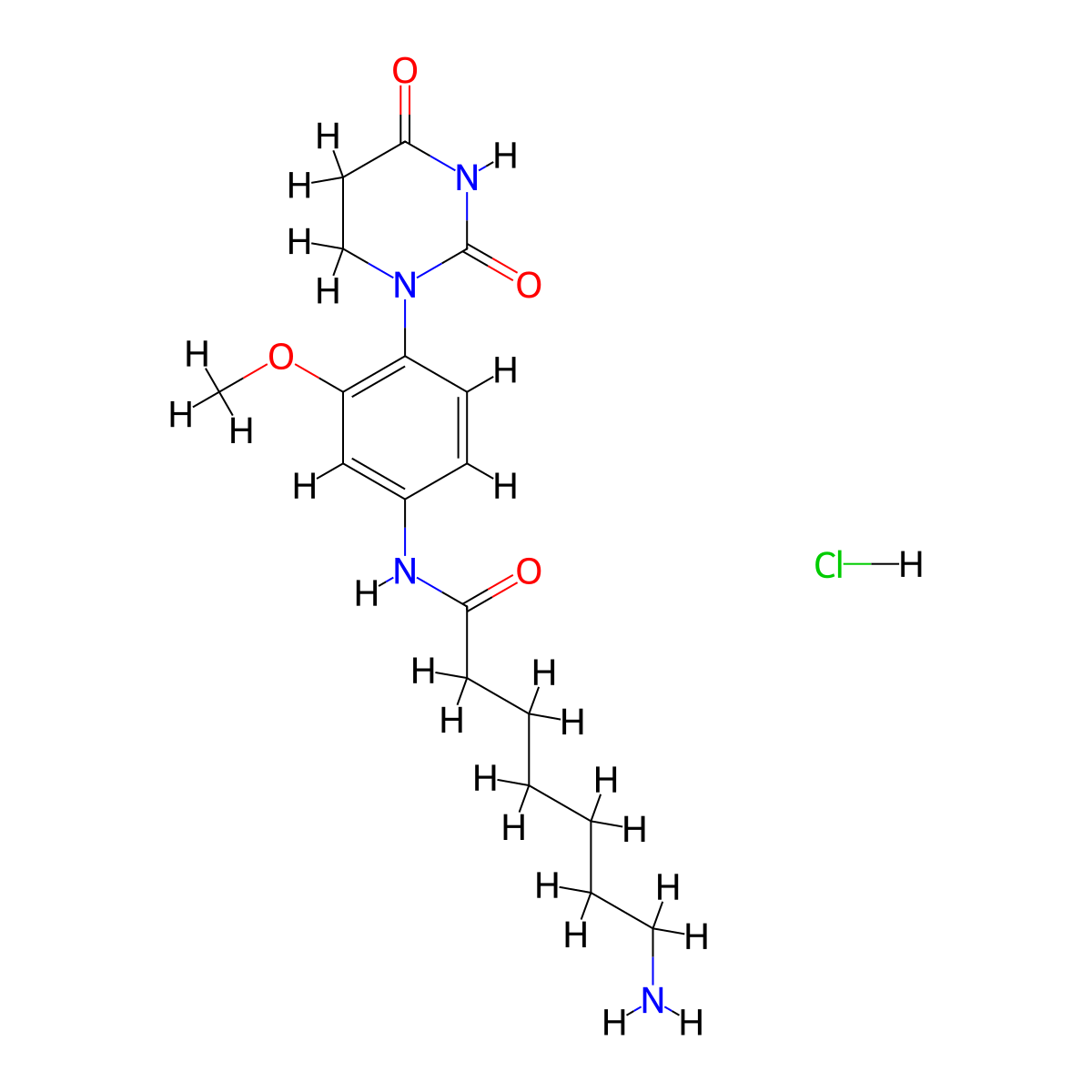 7-amino-N-[4-(2,4-dioxo-1,3-diazinan-1-yl)-3-methoxyphenyl]heptanamidehydrochloride molecular structure, CAS 2751614-88-5