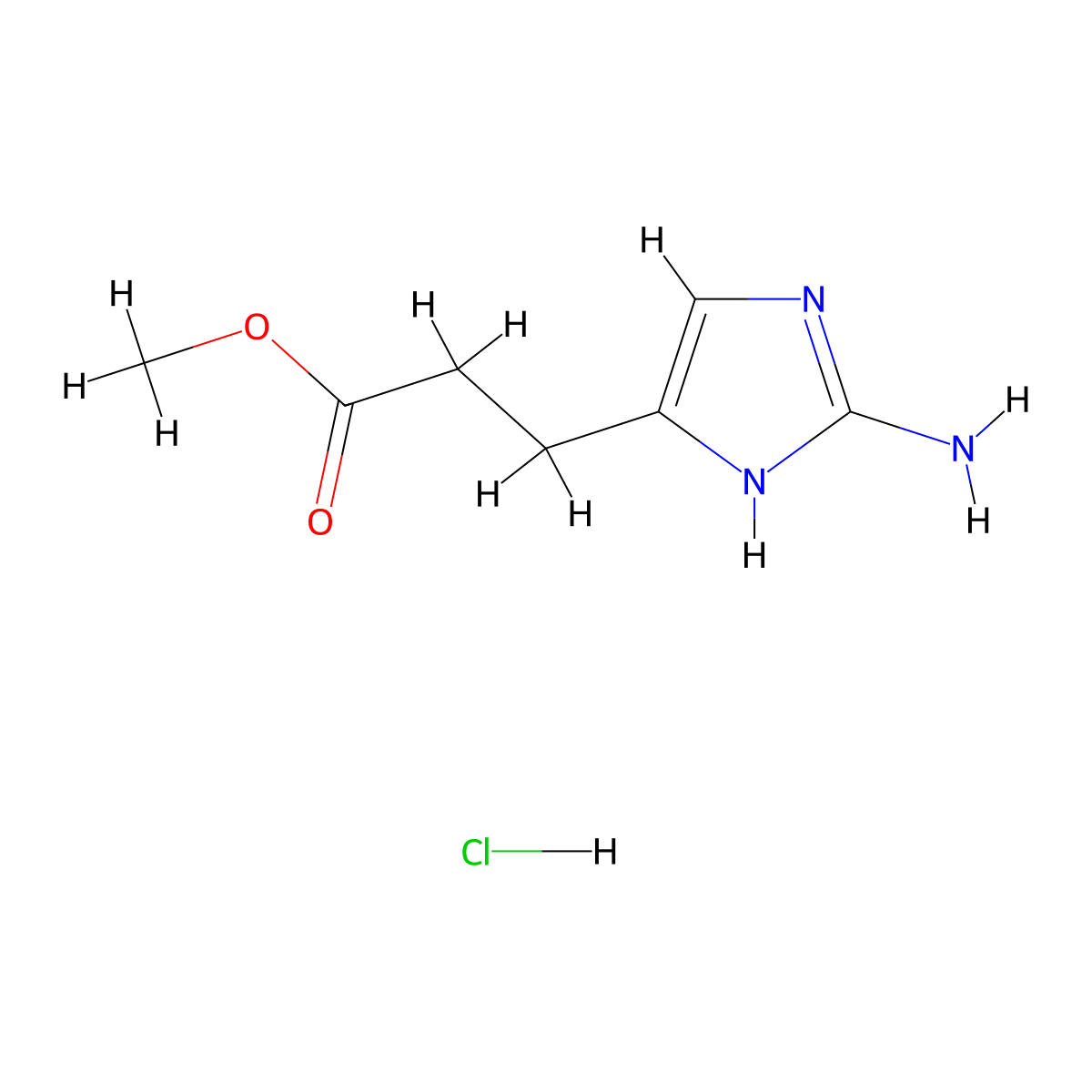 methyl 3-(2-amino-1H-imidazol-4-yl)propanoate hydrochloride molecular structure, CAS 2751614-93-2