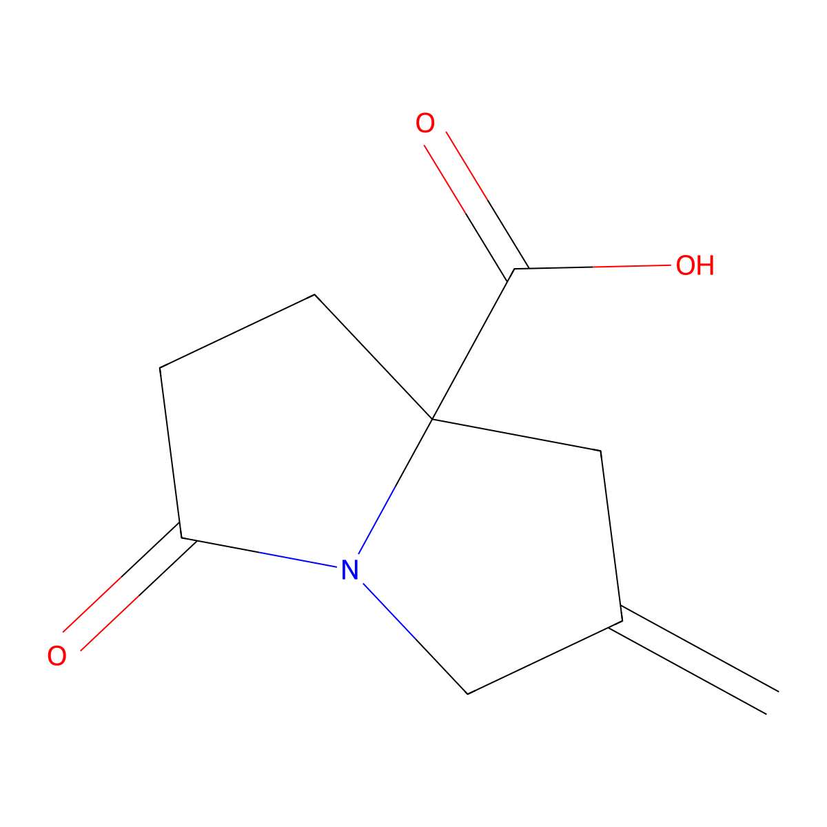 2-methylidene-5-oxo-hexahydro-1H-pyrrolizine-7a-carboxylicacid molecular structure, CAS 2751615-00-4