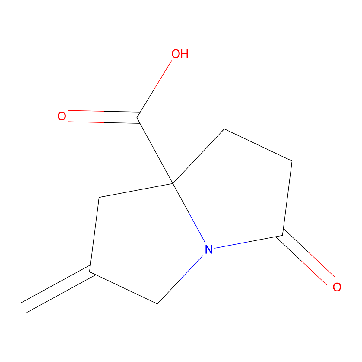 2-methylidene-5-oxo-hexahydro-1H-pyrrolizine-7a-carboxylicacid molecular structure, CAS 2751615-00-4