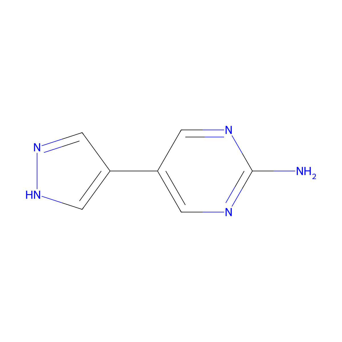 5-(1H-pyrazol-4-yl)pyrimidin-2-amine molecular structure, CAS 2751615-05-9