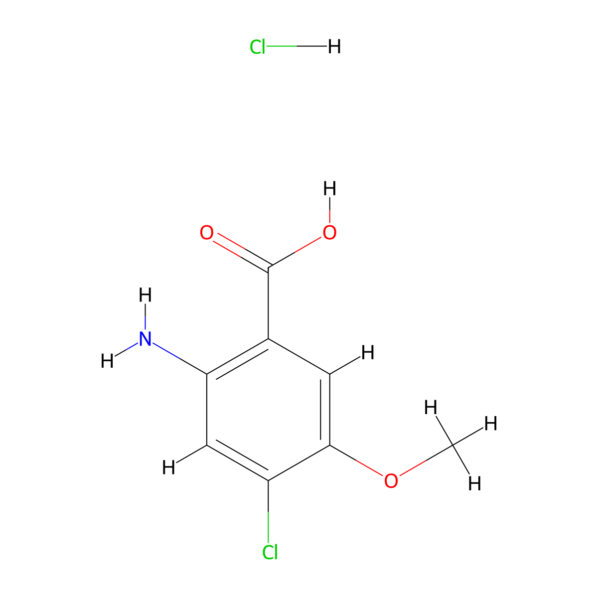 2-Amino-4-chloro-5-methoxybenzoicacidhydrochloride molecular structure, CAS 2751615-23-1