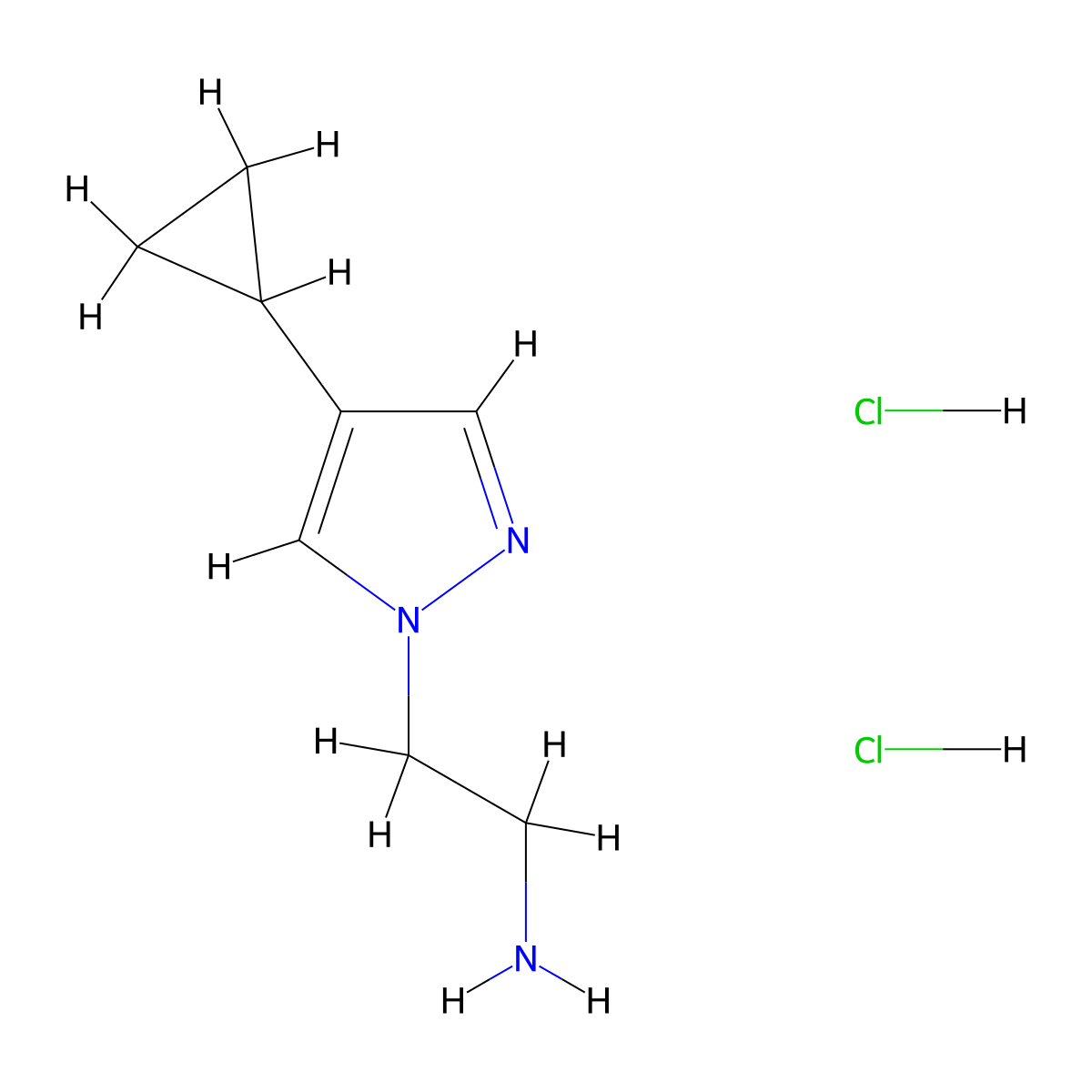 2-(4-cyclopropyl-1H-pyrazol-1-yl)ethan-1-amine dihydrochloride molecular structure, CAS 2751615-26-4