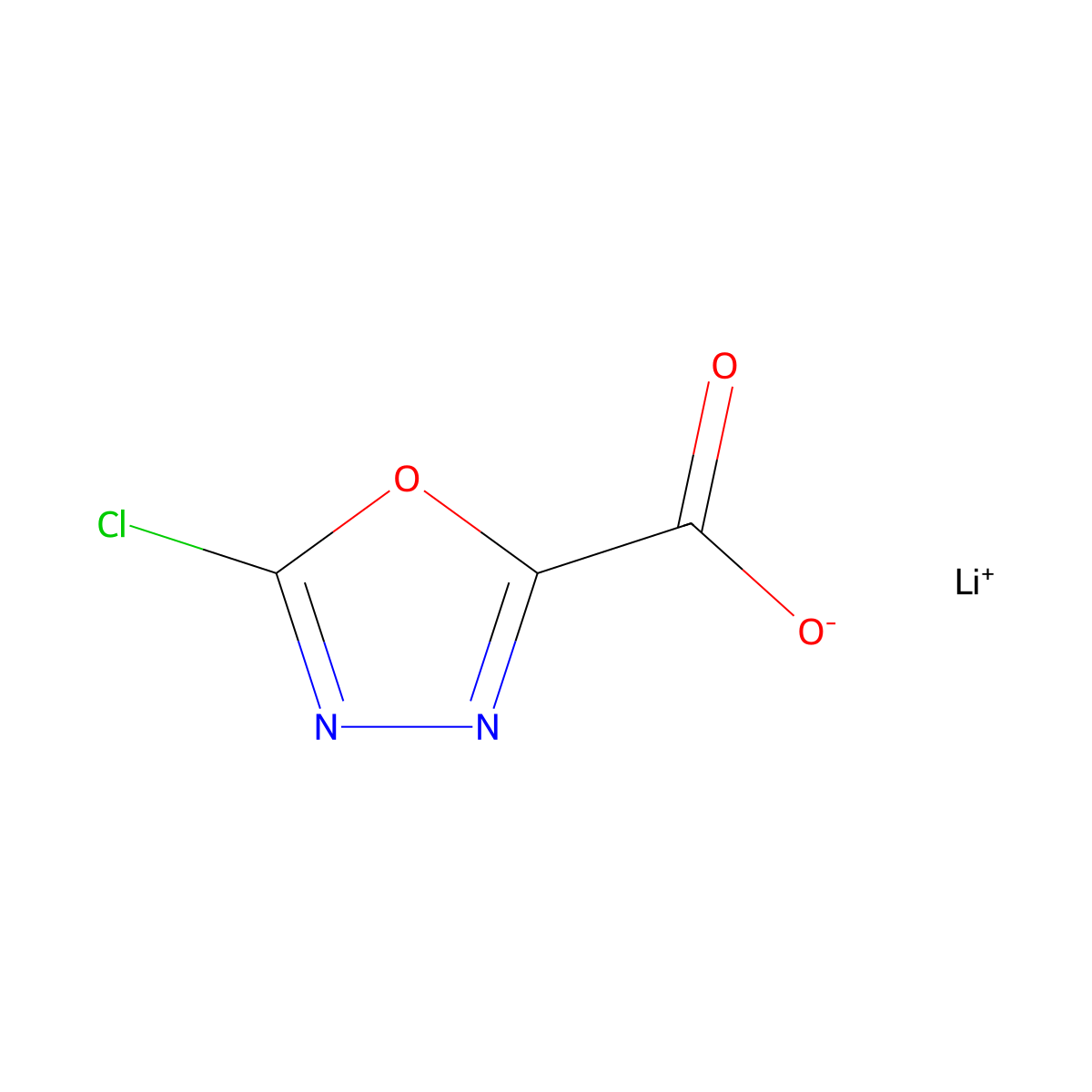 Lithium(1+) 5-chloro-1,3,4-oxadiazole-2-carboxylate molecular structure, CAS 2751615-29-7