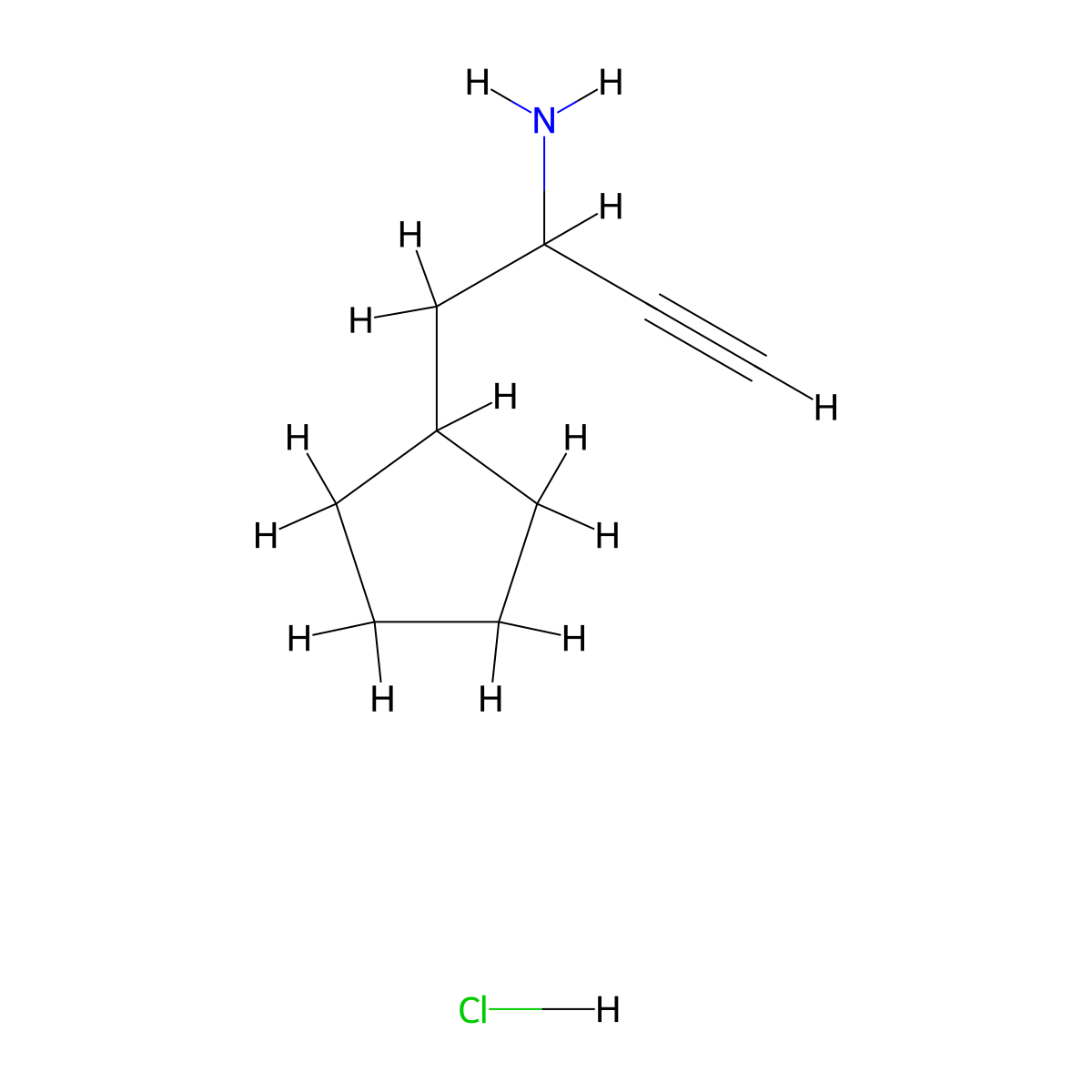 1-Cyclopentylbut-3-yn-2-amine hydrochloride molecular structure, CAS 2751615-38-8