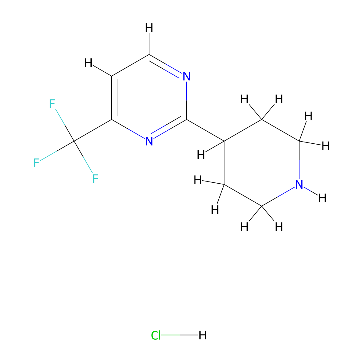 2-(Piperidin-4-yl)-4-(trifluoromethyl)pyrimidine hydrochloride molecular structure, CAS 2751615-39-9