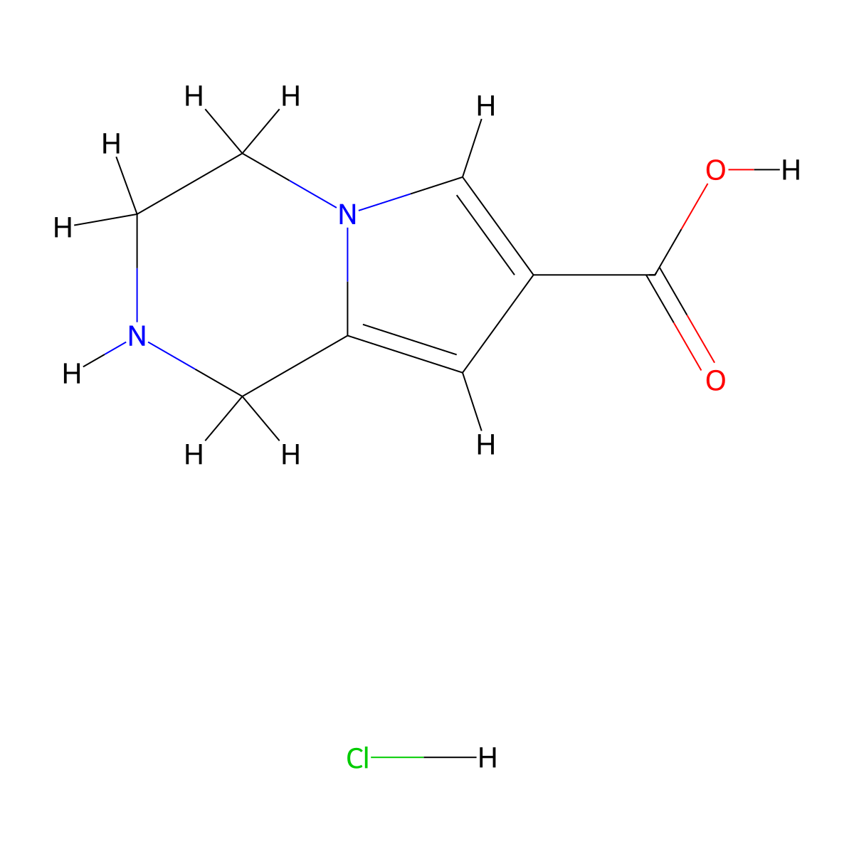 1H,2H,3H,4H-pyrrolo[1,2-a]pyrazine-7-carboxylicacidhydrochloride molecular structure, CAS 2751615-54-8