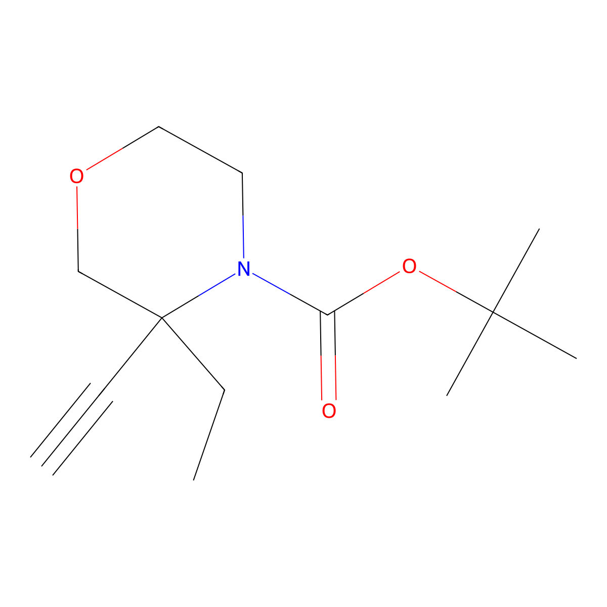 Tert-butyl3-ethyl-3-ethynylmorpholine-4-carboxylate molecular structure, CAS 2751615-59-3