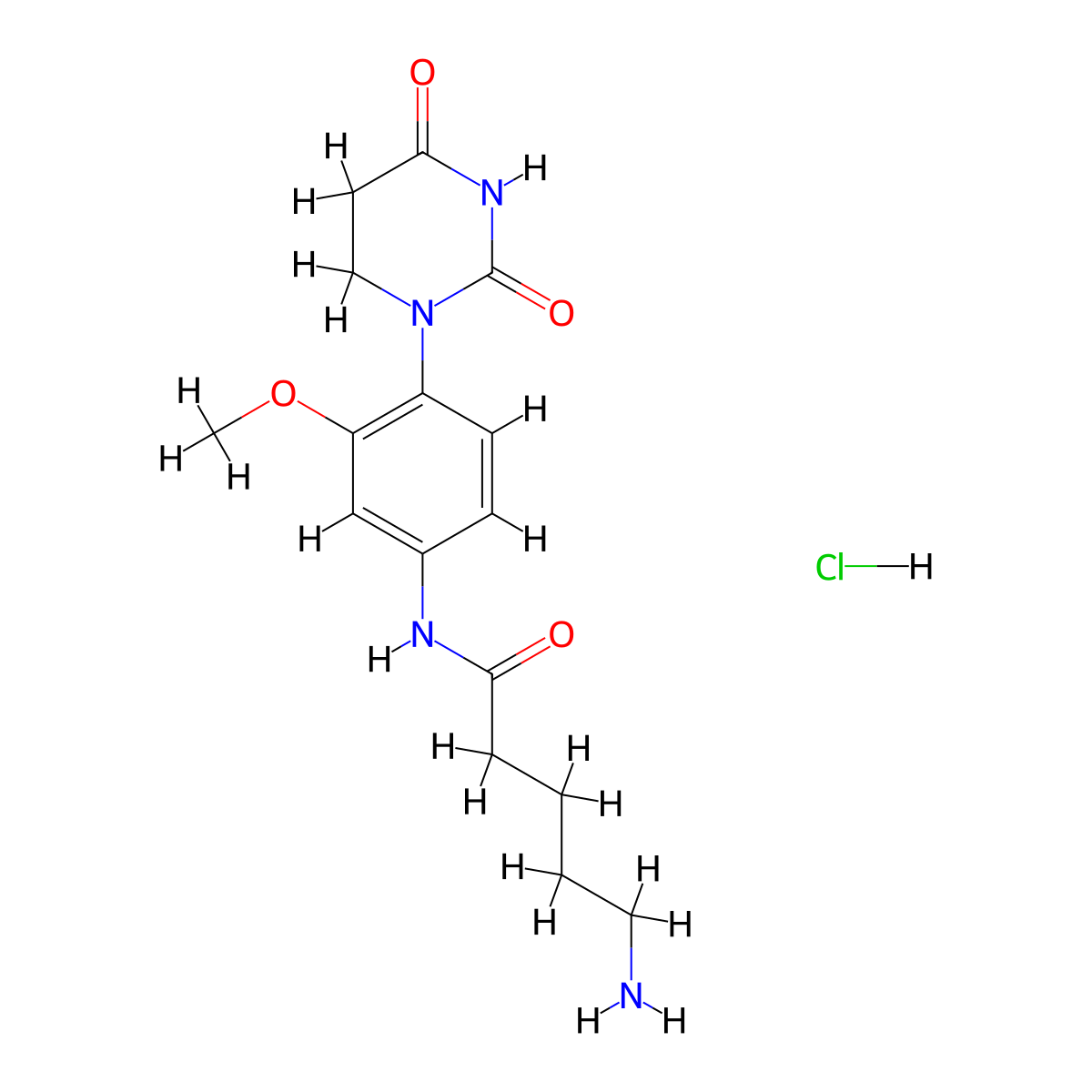 5-amino-N-[4-(2,4-dioxo-1,3-diazinan-1-yl)-3-methoxyphenyl]pentanamide hydrochloride molecular structure, CAS 2751615-62-8