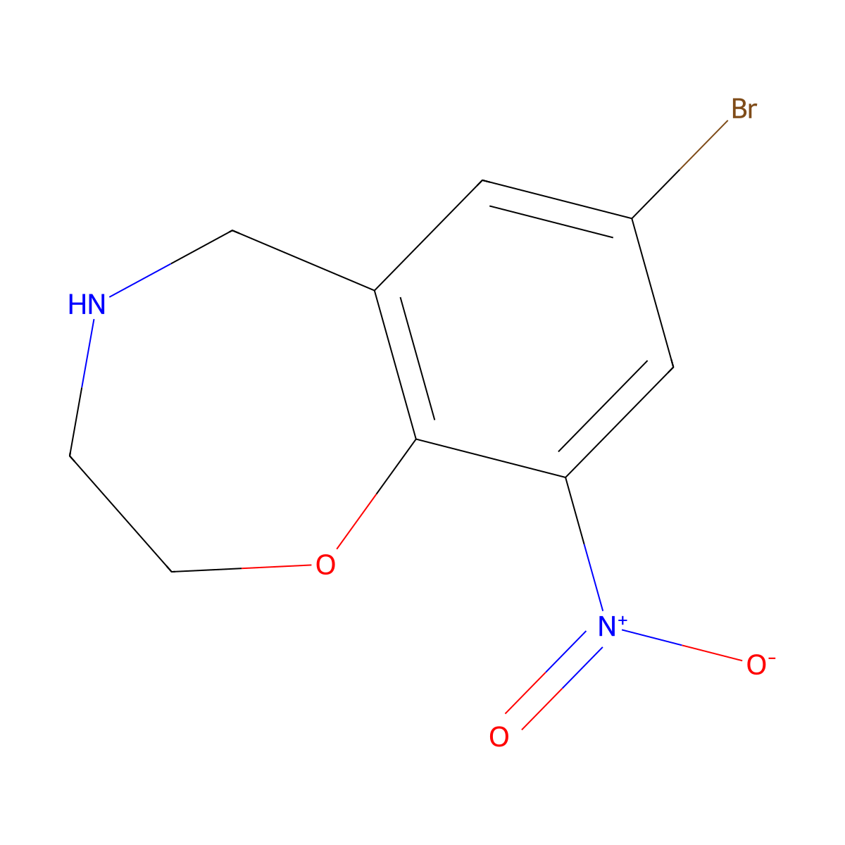 7-Bromo-9-nitro-2,3,4,5-tetrahydro-1,4-benzoxazepine molecular structure, CAS 2751615-74-2