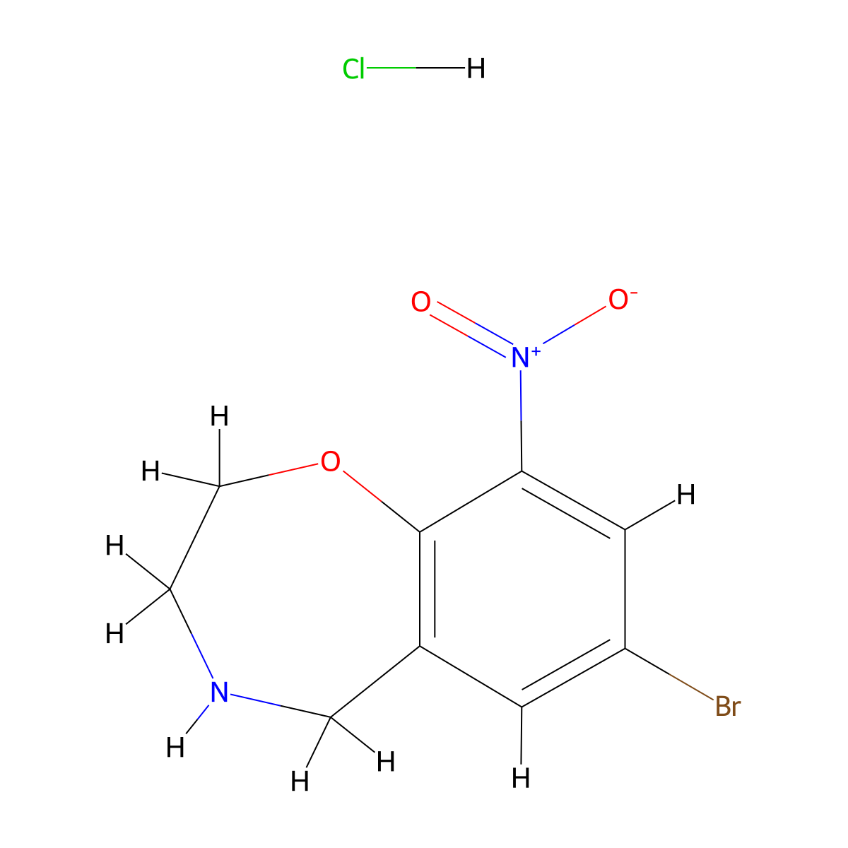 7-Bromo-9-nitro-2,3,4,5-tetrahydro-1,4-benzoxazepine hydrochloride molecular structure, CAS 2751615-75-3