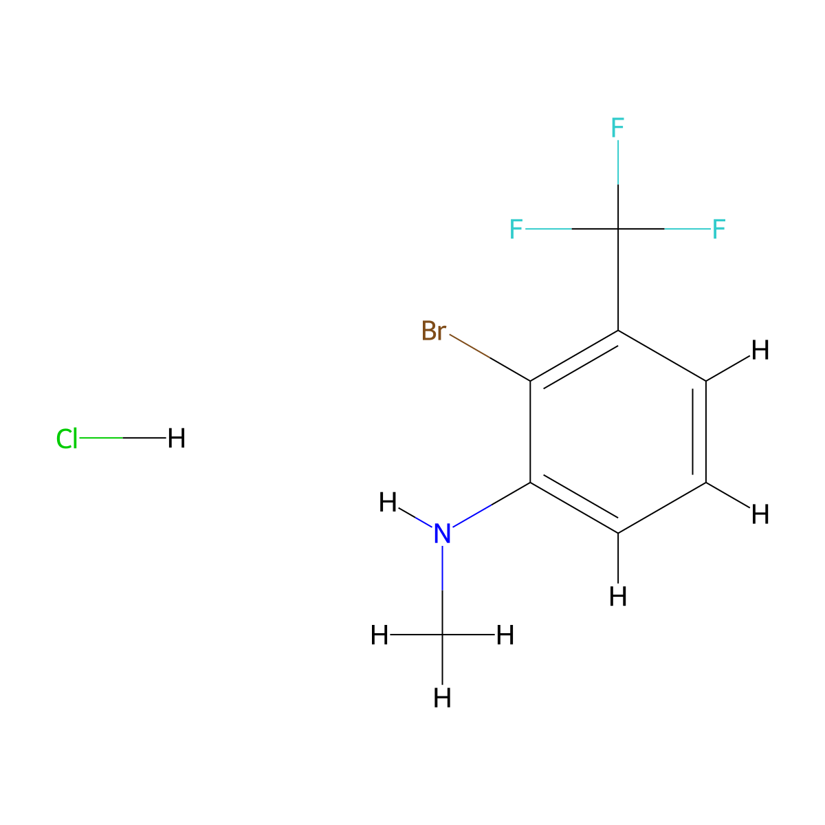 2-bromo-N-methyl-3-(trifluoromethyl)aniline hydrochloride molecular structure, CAS 2751615-77-5