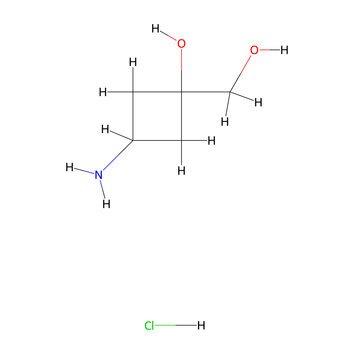 3-Amino-1-(hydroxymethyl)cyclobutan-1-ol hydrochloride molecular structure, CAS 2751615-80-0