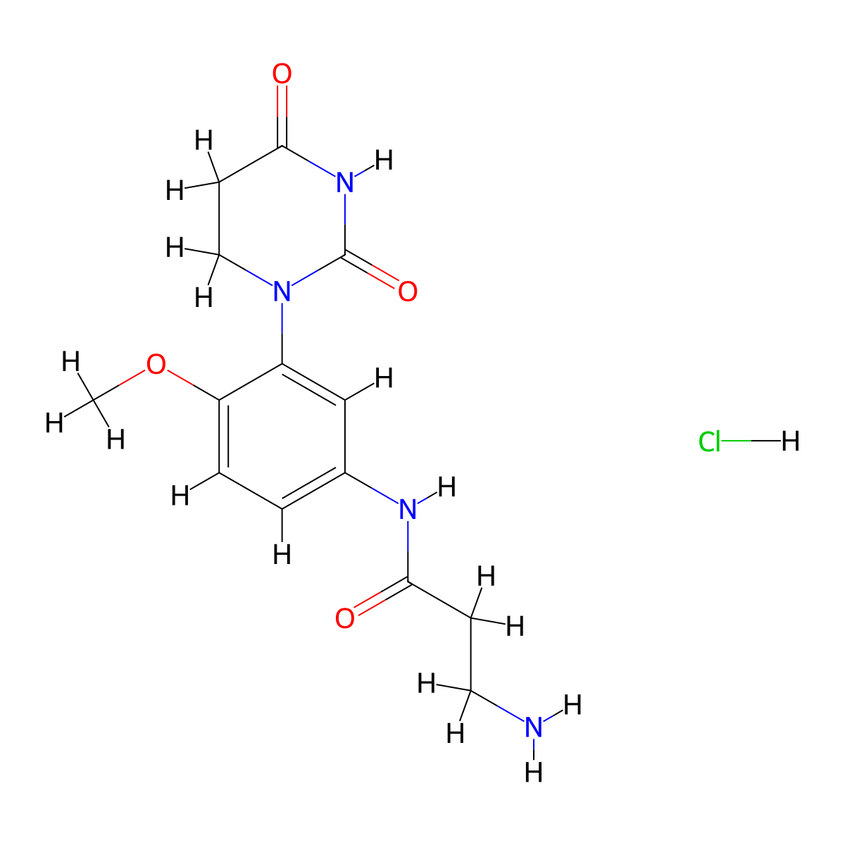 3-amino-N-[3-(2,4-dioxo-1,3-diazinan-1-yl)-4-methoxyphenyl]propanamide hydrochloride molecular structure, CAS 2751615-82-2