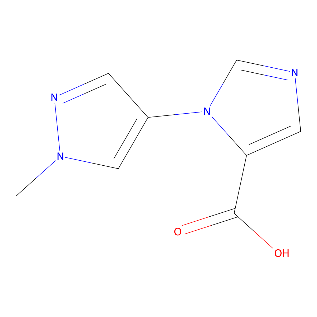 1-(1-methyl-1H-pyrazol-4-yl)-1H-imidazole-5-carboxylic acid molecular structure, CAS 2751615-91-3