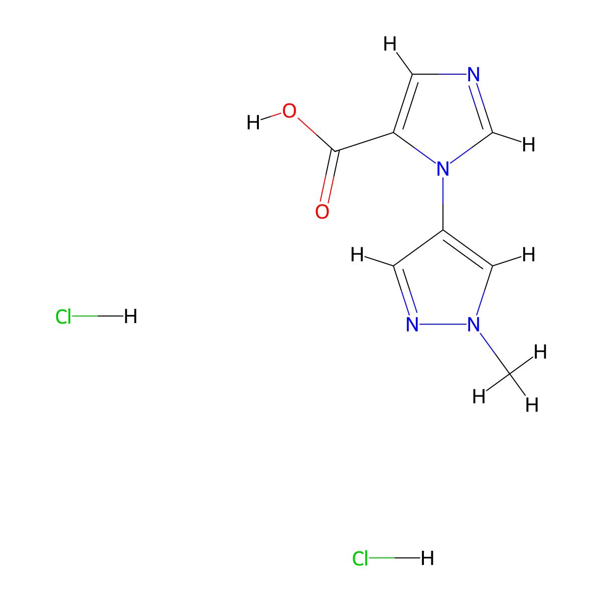 1-(1-methyl-1H-pyrazol-4-yl)-1H-imidazole-5-carboxylicaciddihydrochloride molecular structure, CAS 2751615-92-4
