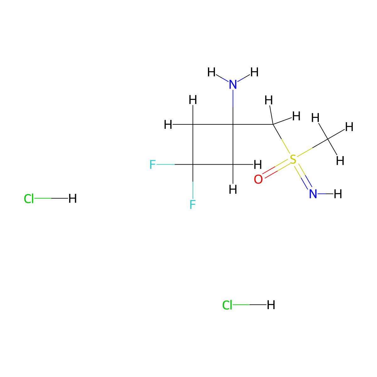 [(1-Amino-3,3-difluorocyclobutyl)methyl](imino)methyl-lambda6-sulfanone dihydrochloride molecular structure, CAS 2751615-95-7