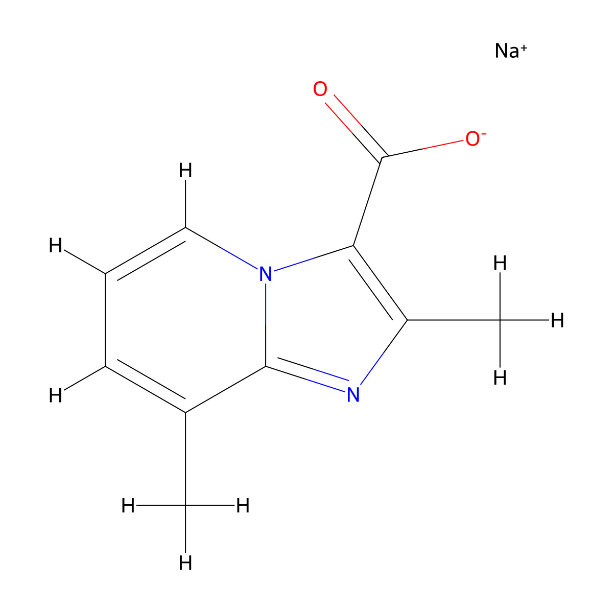Sodium2,8-dimethylimidazo[1,2-a]pyridine-3-carboxylate molecular structure, CAS 2751616-03-0