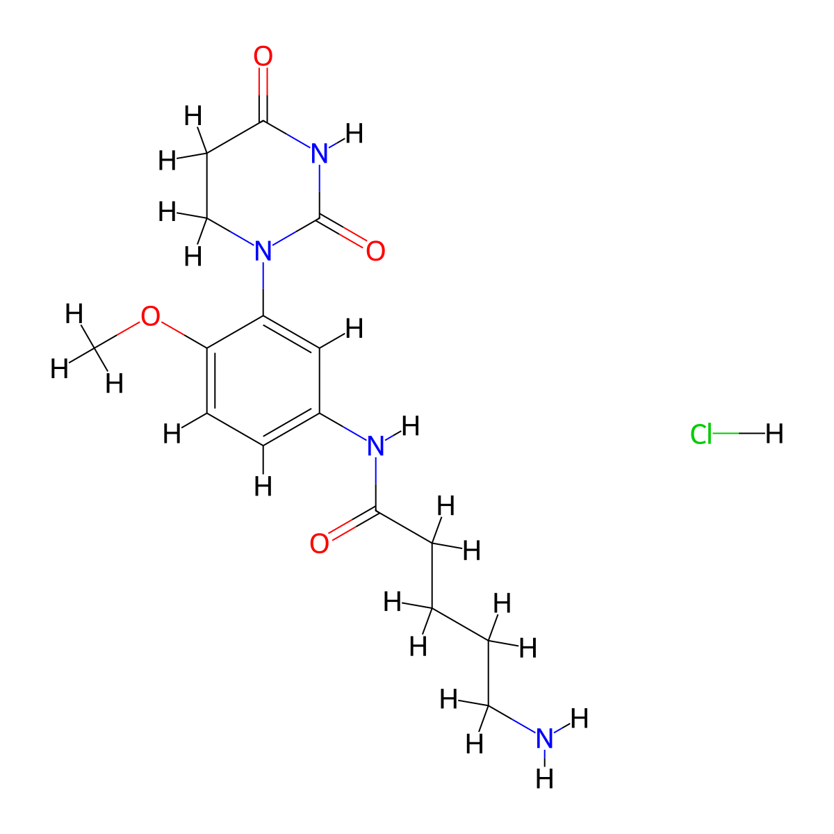 5-amino-N-[3-(2,4-dioxo-1,3-diazinan-1-yl)-4-methoxyphenyl]pentanamide hydrochloride molecular structure, CAS 2751616-08-5